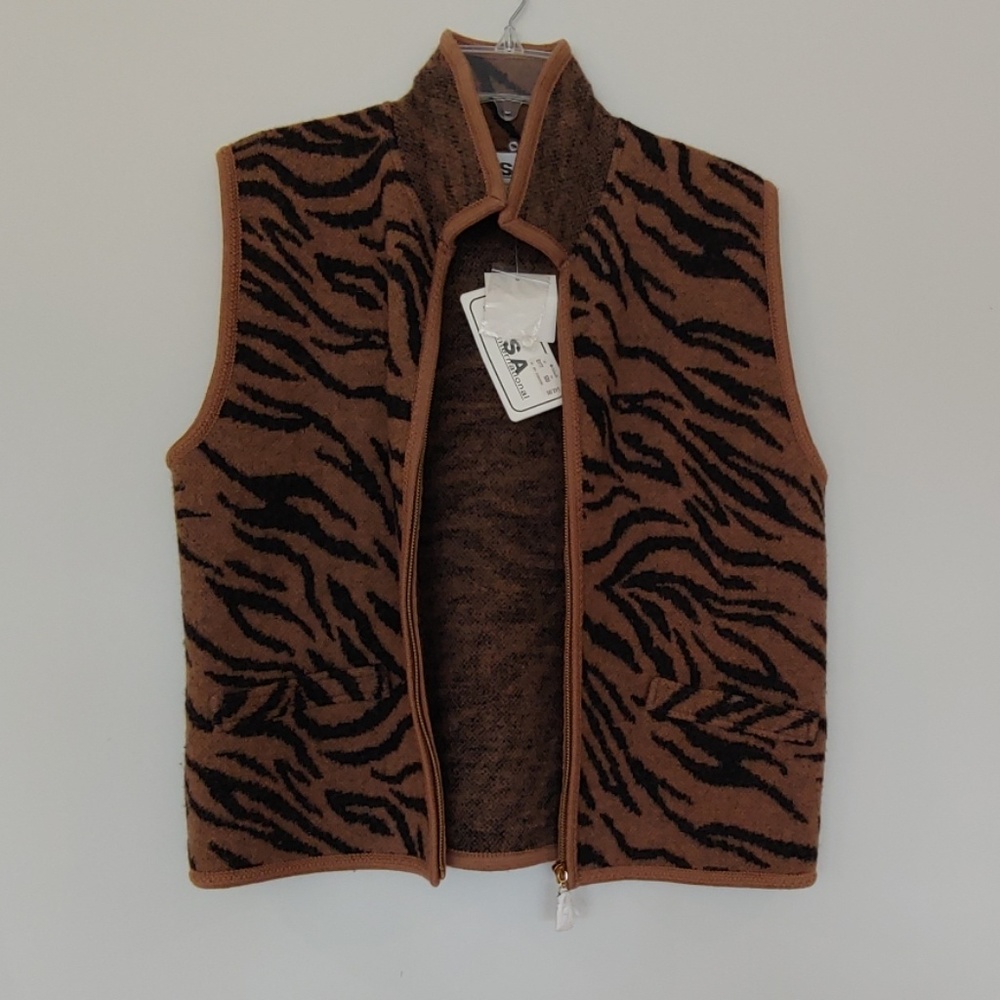 Animal print wool vest